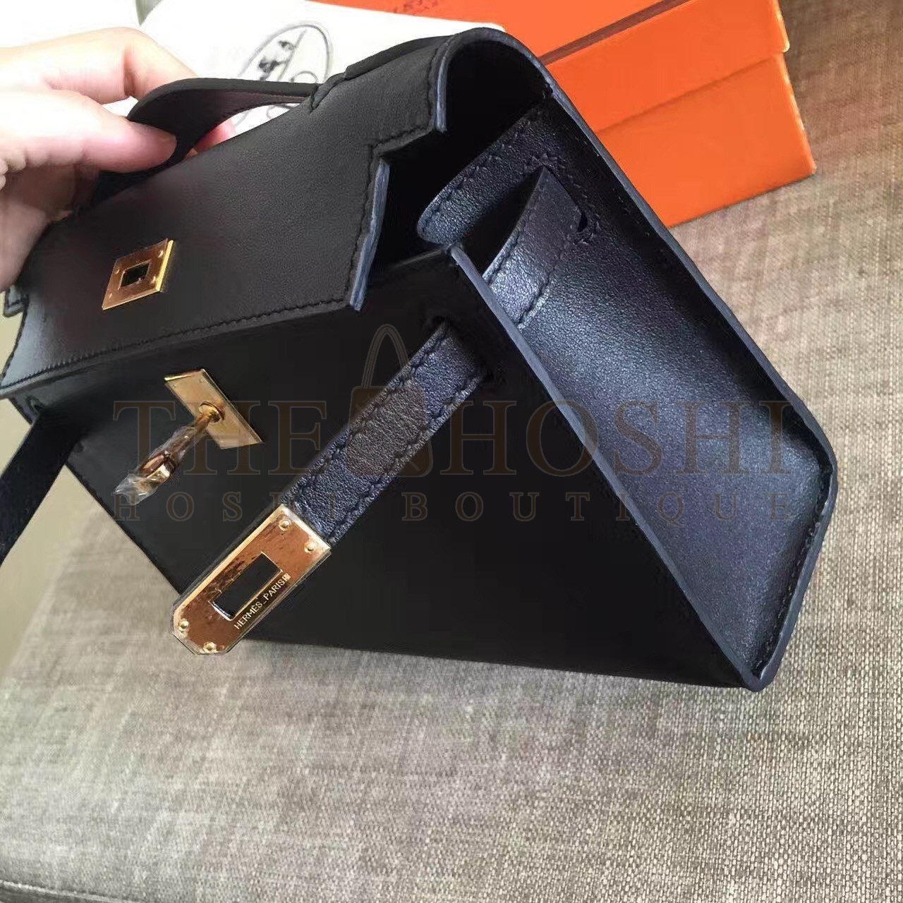 H**me5 Black Kelly Pochette Swift Handmade Bag Master Quality