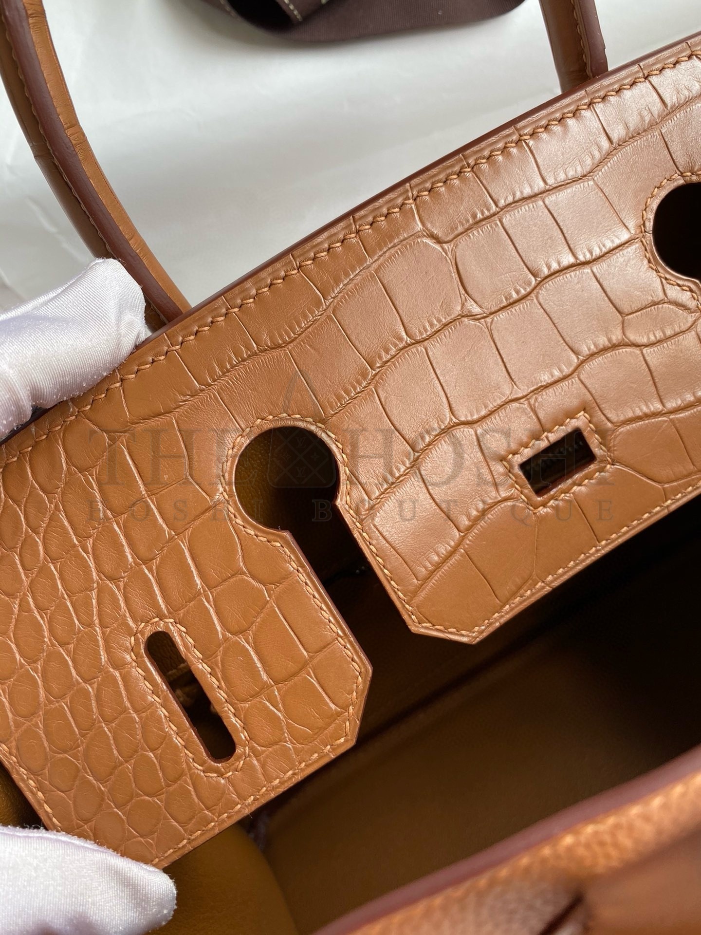 H**me5 Touch Birkin 30 Bag in Gold Clemence and Matte Alligator Leather Master Quality