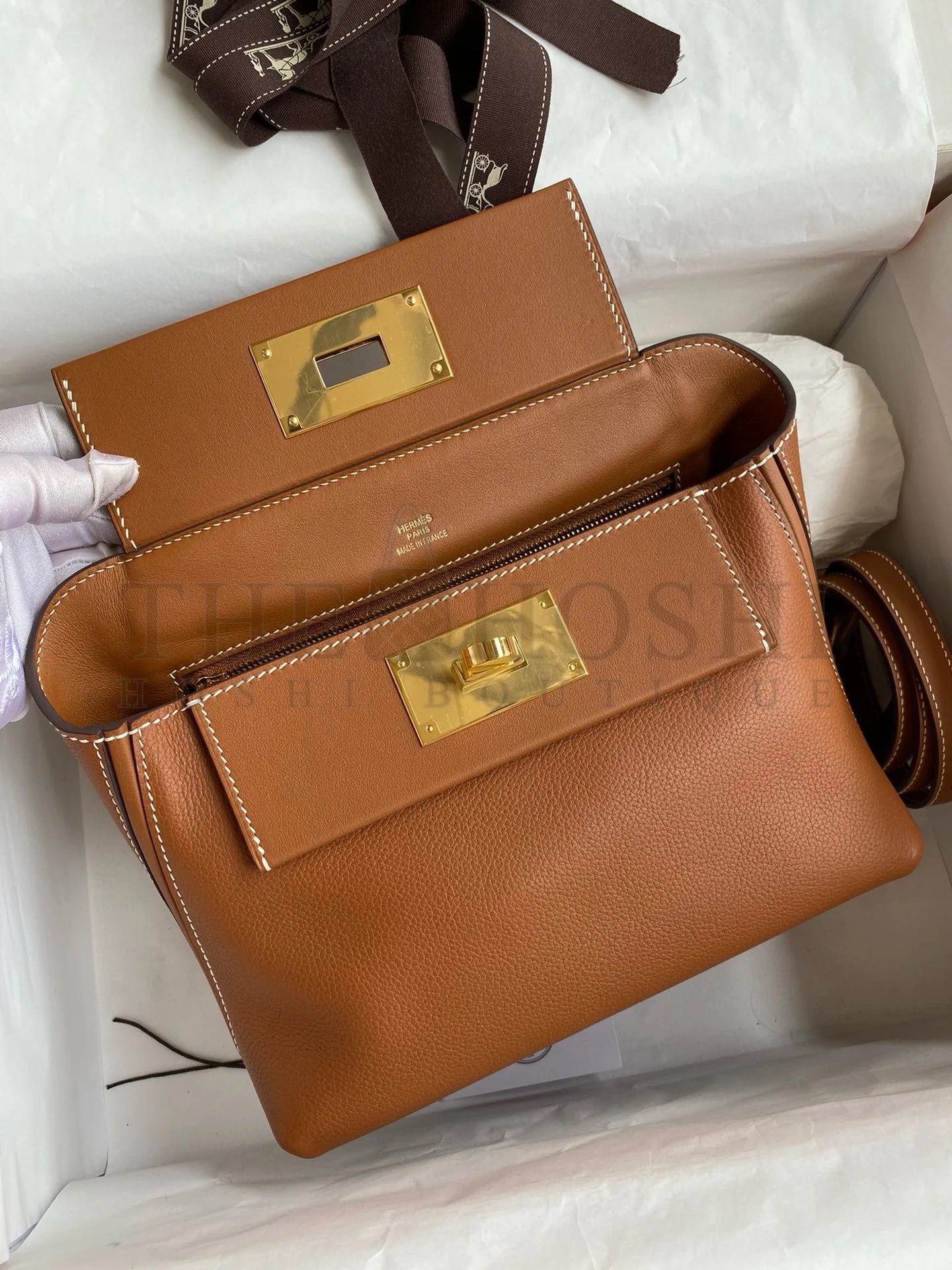 H**me5 24/24 Mini 21 Handmade Bag in Gold Evercolor Leather Master Quality