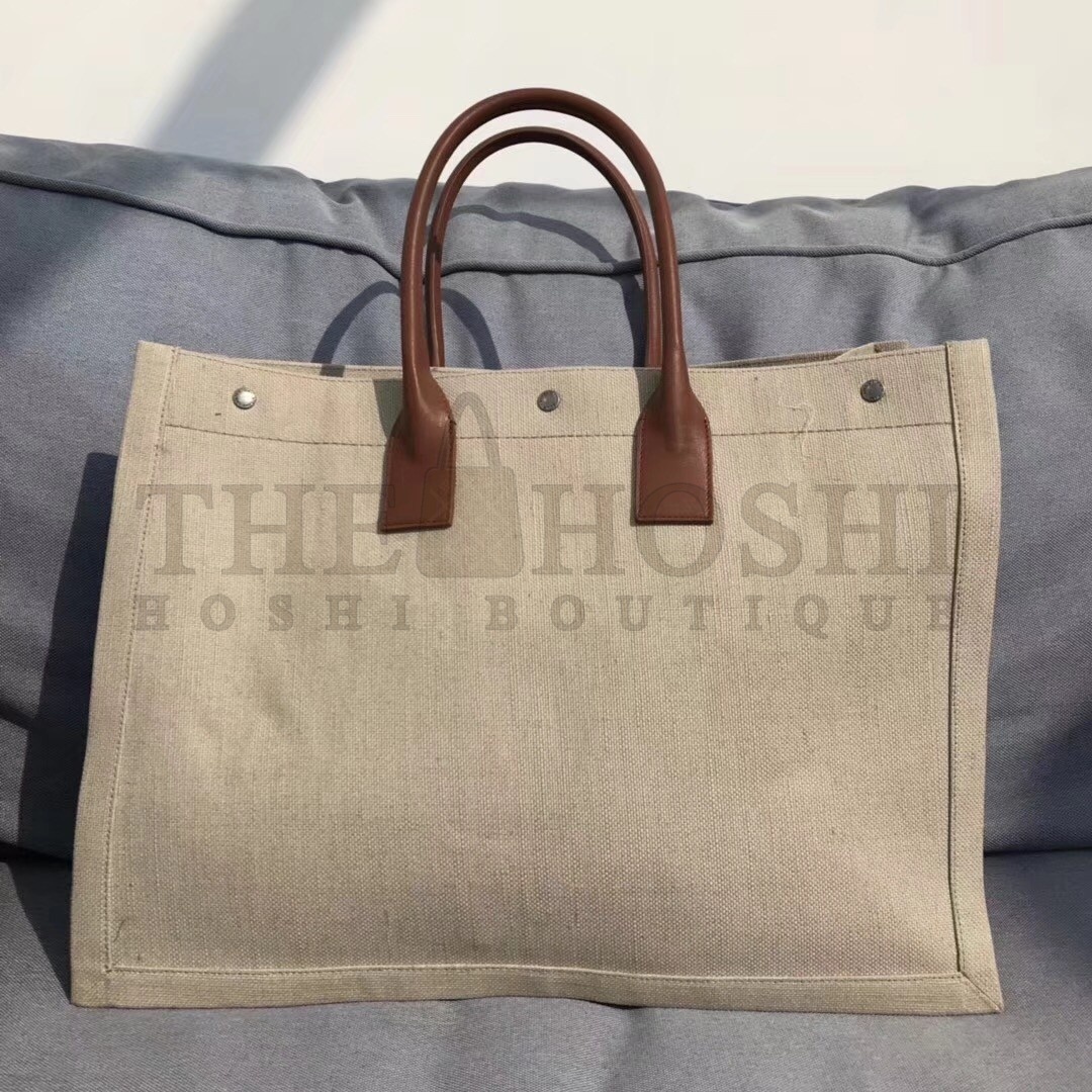 Sa1nt Lau*nt Beige Linen Rive Gauche Tote Bag Master Quality
