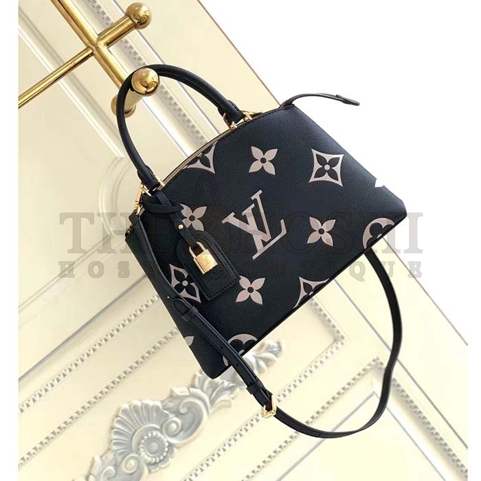L0vis Vvtt0n LV Women Petit Palais Handbag Noir Beige Embossed Grained Cowhide Master Quality