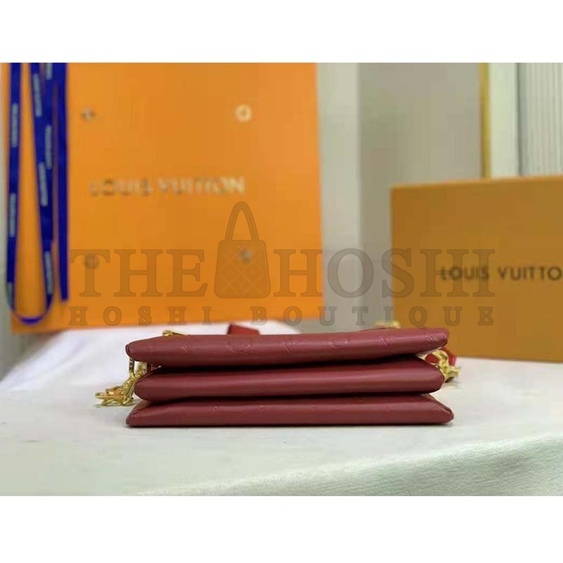 L0vis Vvtt0n LV Women Coussin PM Handbag Wine Monogram Embossed Puffy Lambskin Master Quality