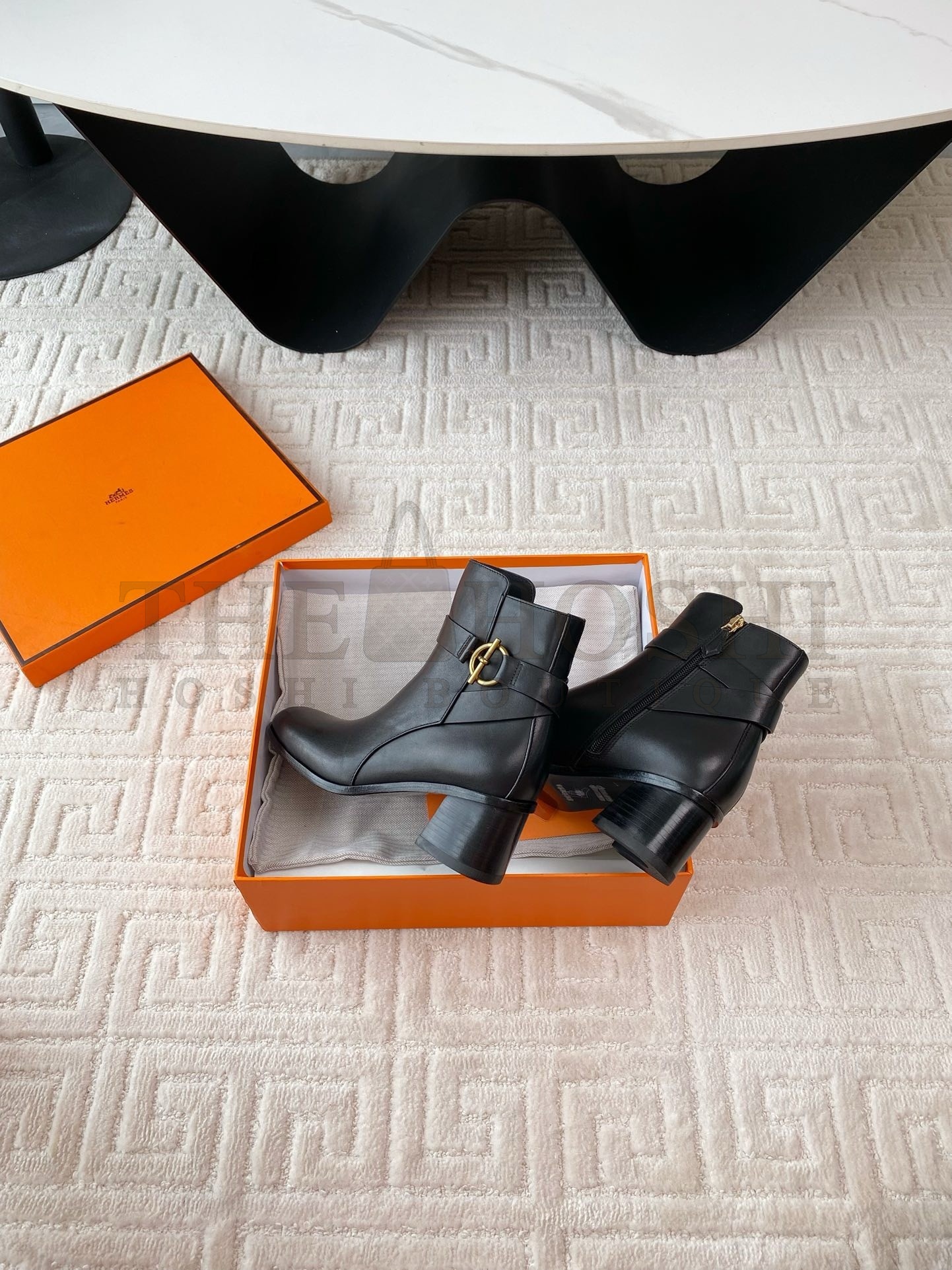 H**me5 Jill 60 Ankle Boots in Black Calfskin Master Quality