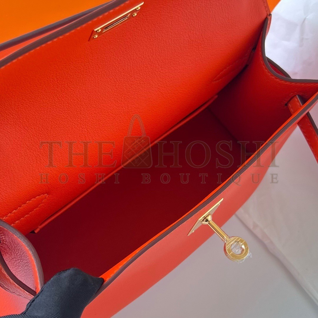 H**me5 Kelly Pochette Handmade Bag In Rouge Piment Swift Calfskin Master Quality