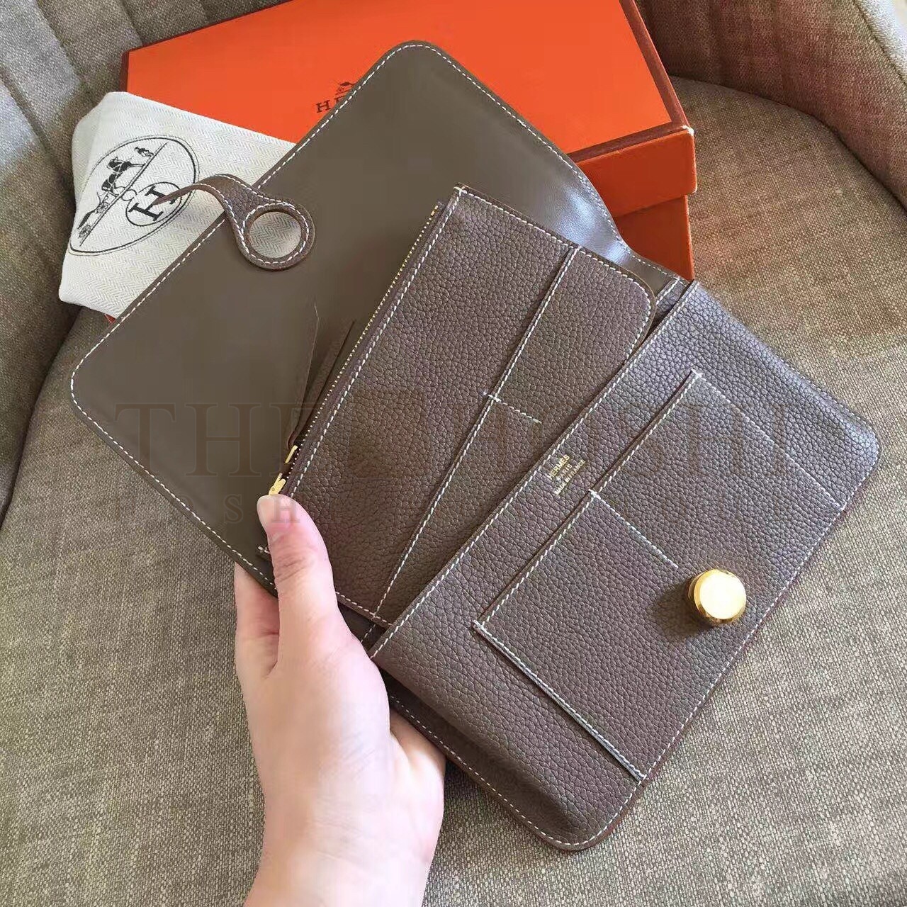 H**me5 Taupe Grey Dogon Duo Combined Wallet Master Quality