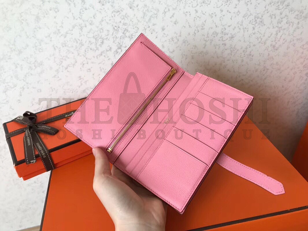 H**me5 Bi-Color Epsom Bearn Wallet Grey/Pink Master Quality