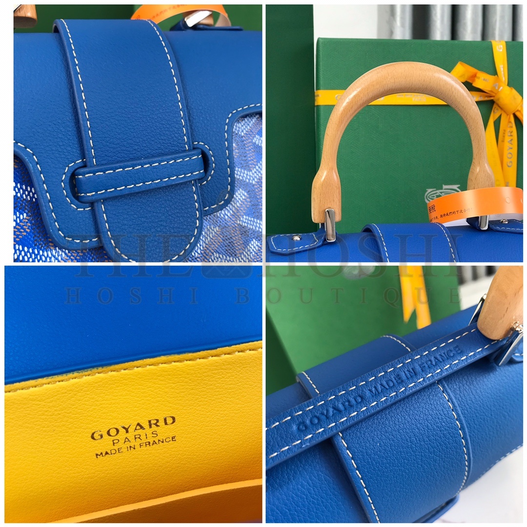 G09ard Mini Saigon Bag Blue Leather Wooden Handle 20x14.5x9cm Master Quality