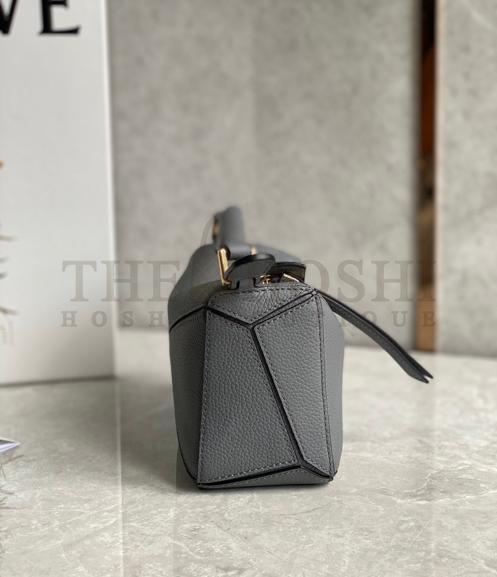 L0ew* Puzzle Mini Bag In Asphalt Grey Grained Calfskin Master Quality