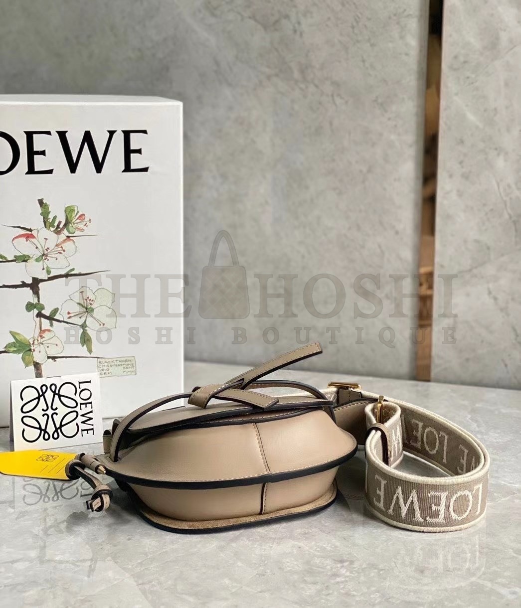 L0ew* Mini Gate Dual Bag In Sand Calfskin Master Quality