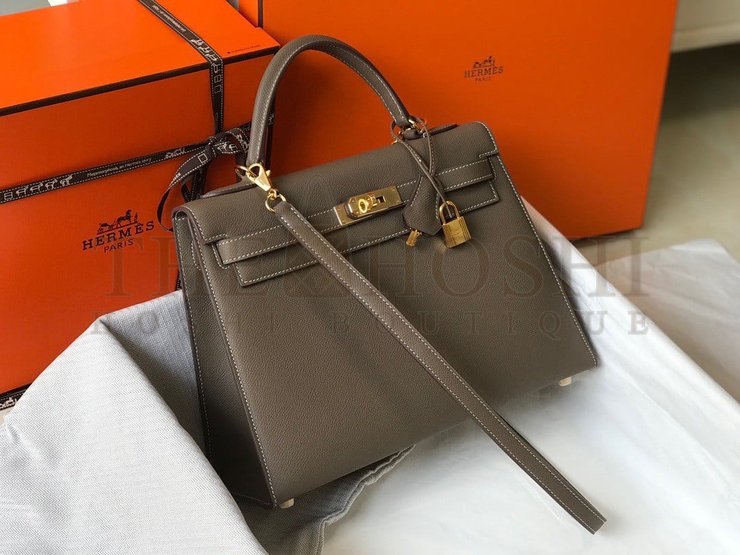 H**me5 Kelly 32cm Sellier Bag in Taupe Epsom Calfskin GHW Master Quality