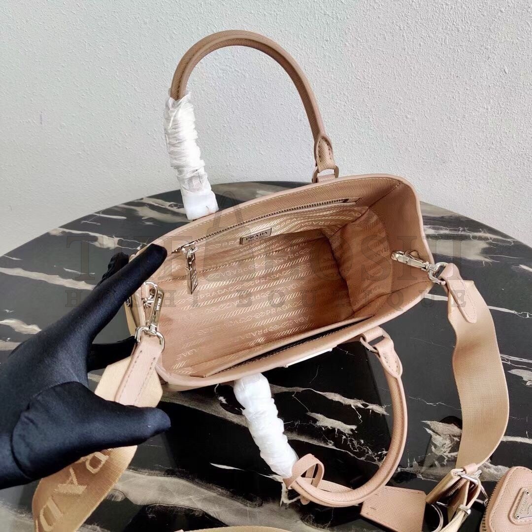 Pra*a Galleria Mini Bag In Beige Saffiano Leather Master Quality