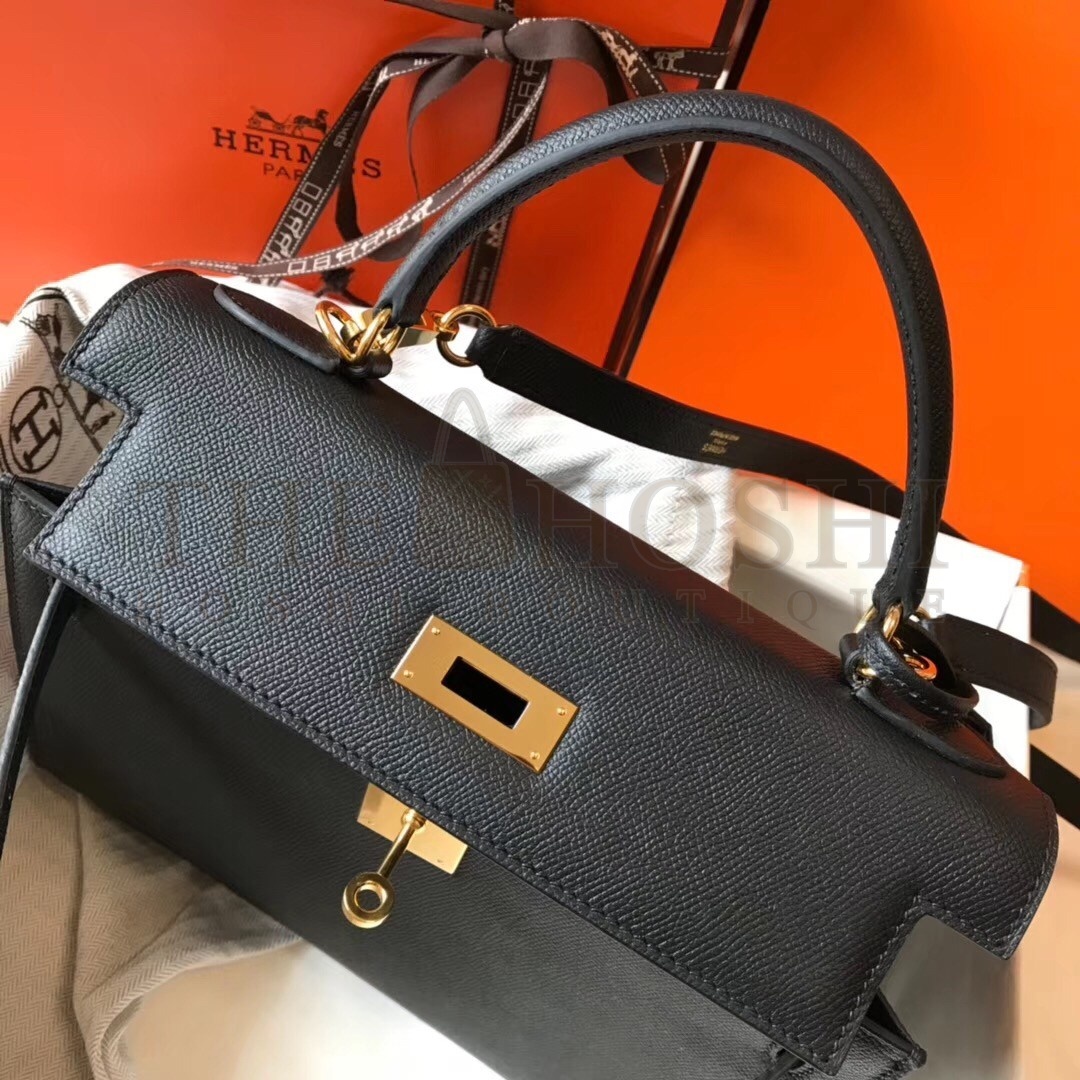 H**me5 Kelly 28cm Sellier Bag In Black Epsom Leather Master Quality