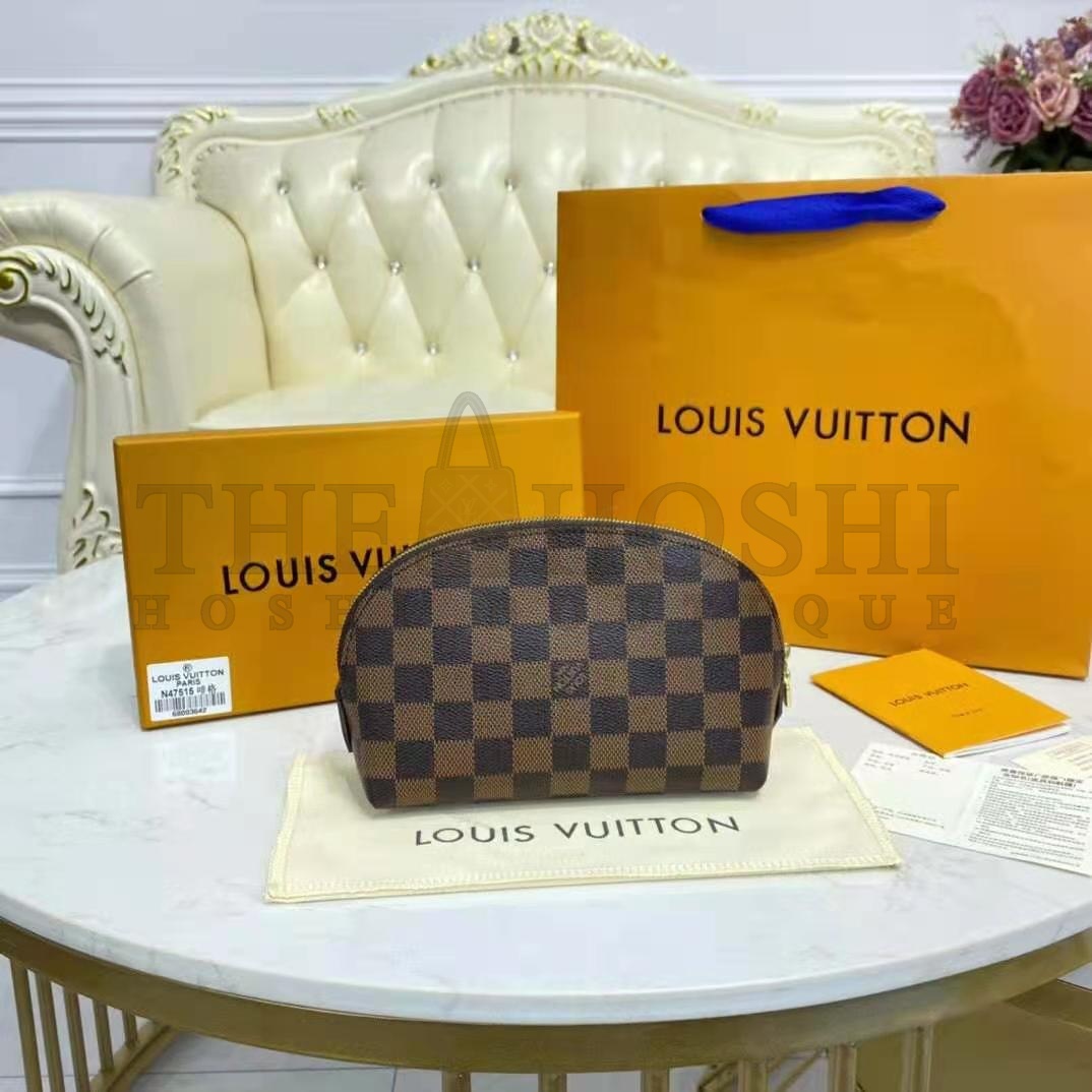 L0vis Vvtt0n LV Women Cosmetics Pouch Damier Coated Canvas Golden Brass Master Quality