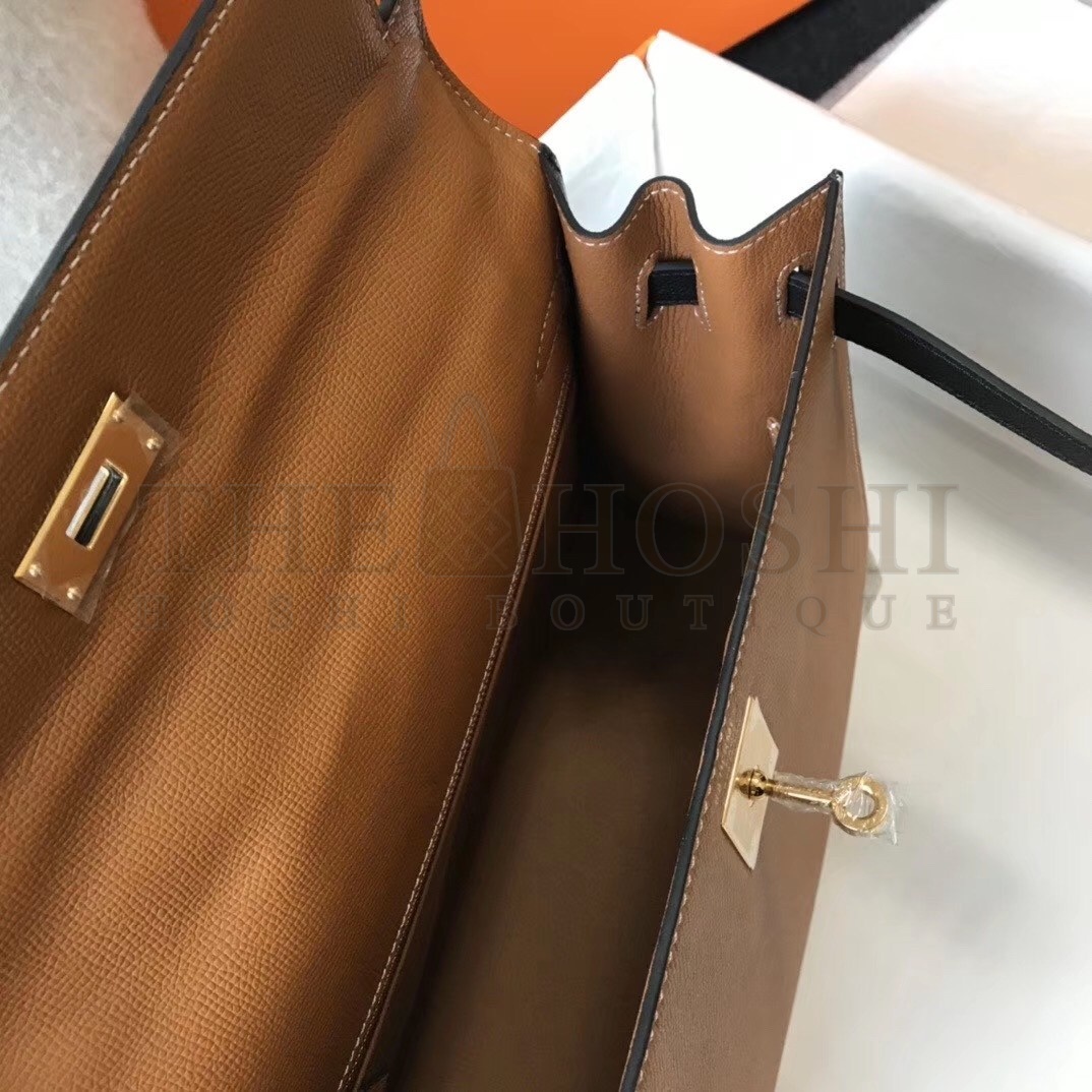 H**me5 Bi-color Kelly 32cm Epsom Bag Gold/Black GHW Master Quality