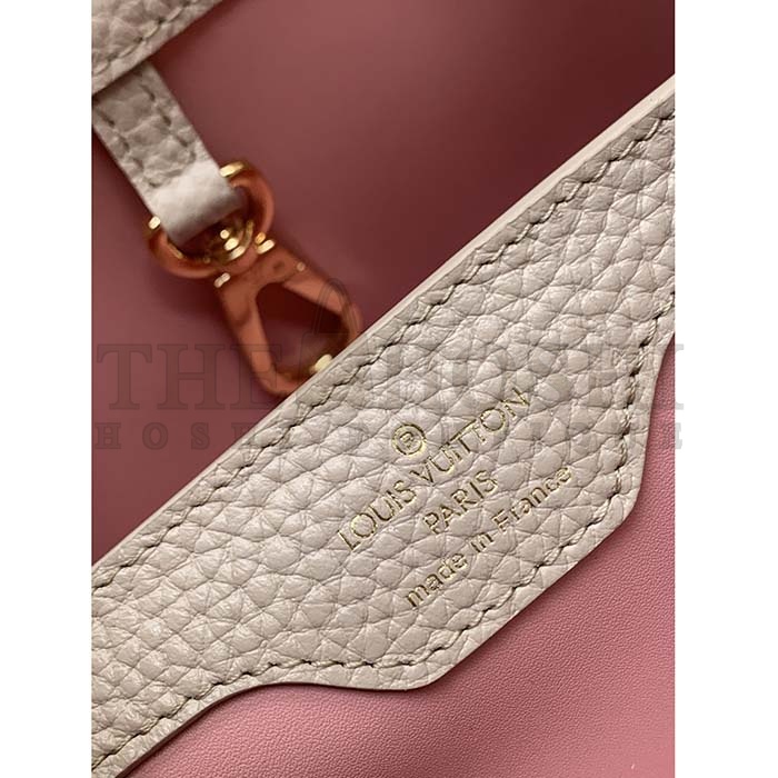 L0vis Vvtt0n LV Women Capucines BB Handbag Beige Taurillon Patent Leather Smooth Calfskin Master Quality