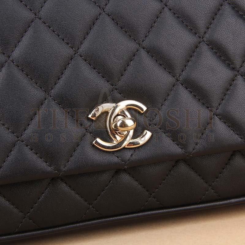 Ch**el Women CF Flap Bag in Calfskin Leather with Top Handle-Black Master Quality