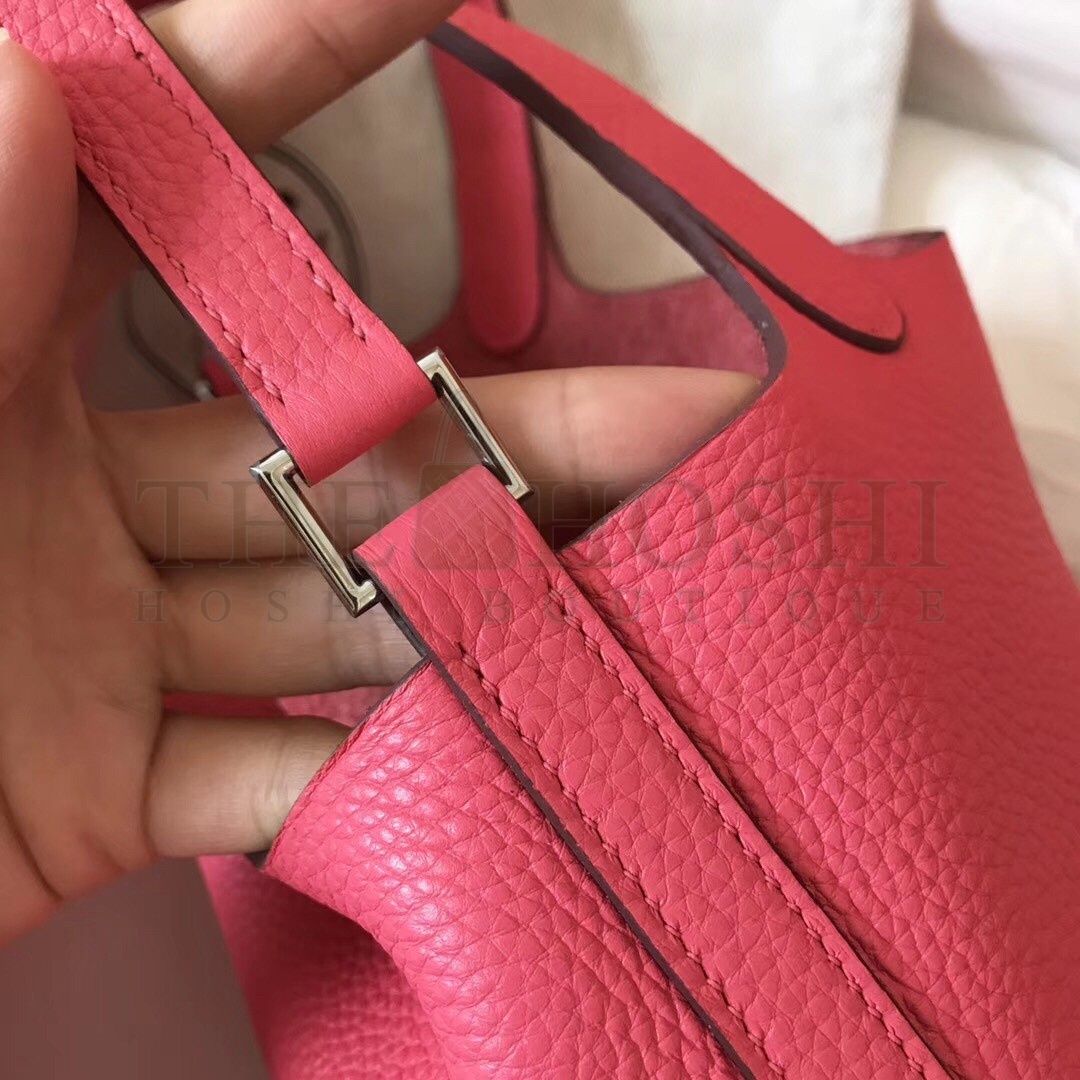 H**me5 Rose Lipstick Picotin Lock PM 18cm Handmade Bag Master Quality
