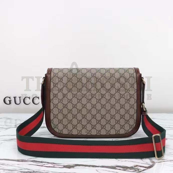 Gvc*1 Unisex Gvc*1 Horsebit 1955 Crossbody Bag Beige Ebony GG Svp*me Canvas Brown Leather Master Quality