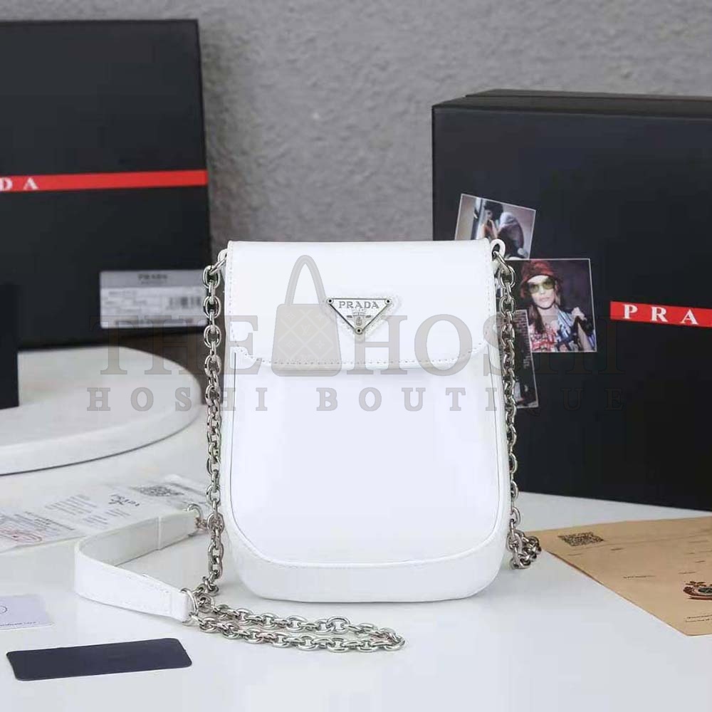 Pra*a Women Brushed Leather Mini-Bag-White Master Quality