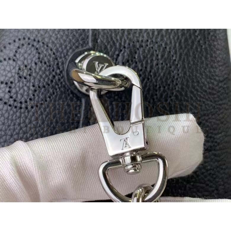 L0vis Vvtt0n LV Women Why Knot PM Handbag Black Perforated Mahina Calf Leather Master Quality