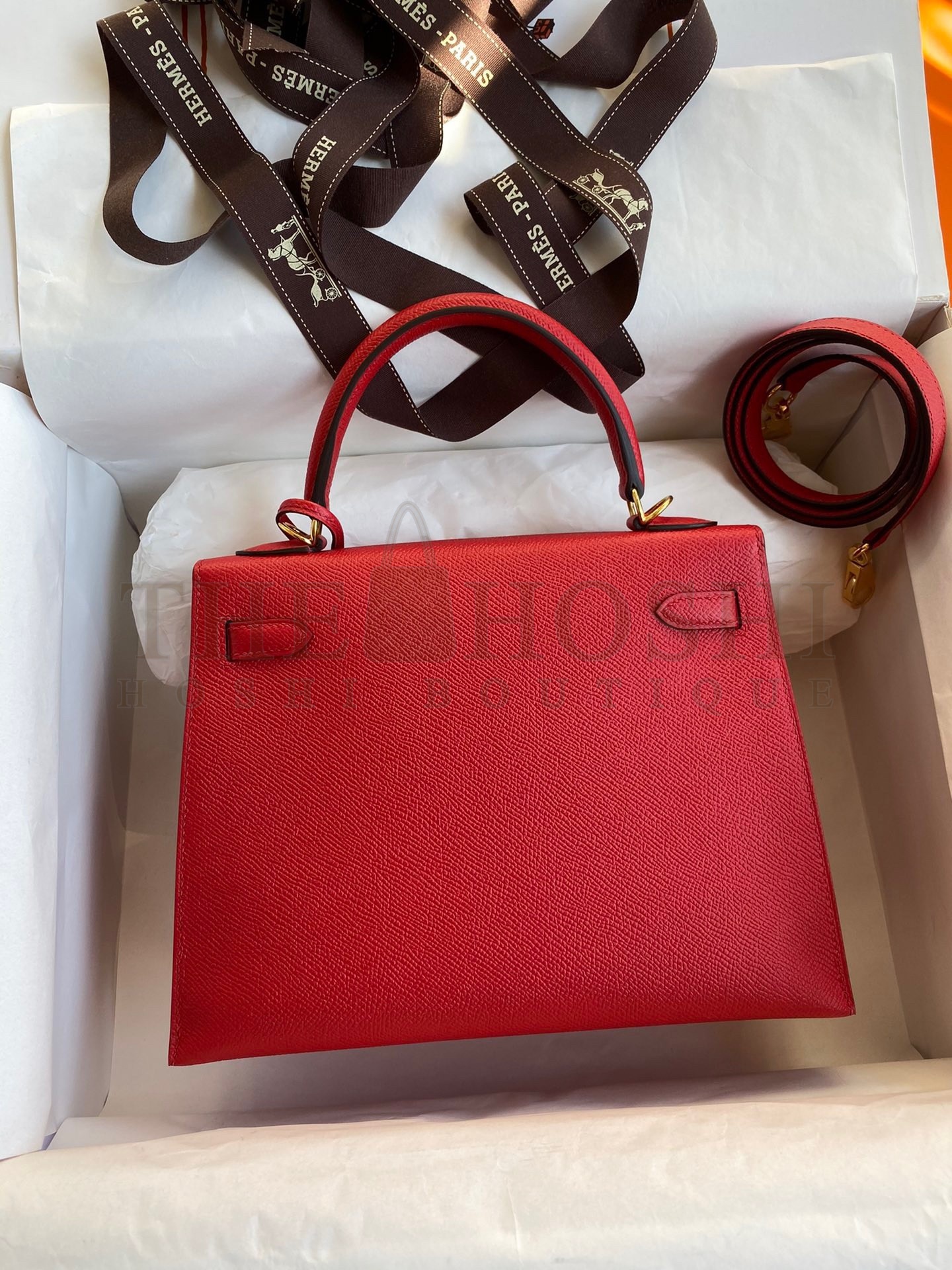 H**me5 Epsom Kelly 25cm Sellier Handmade Red Bag Master Quality