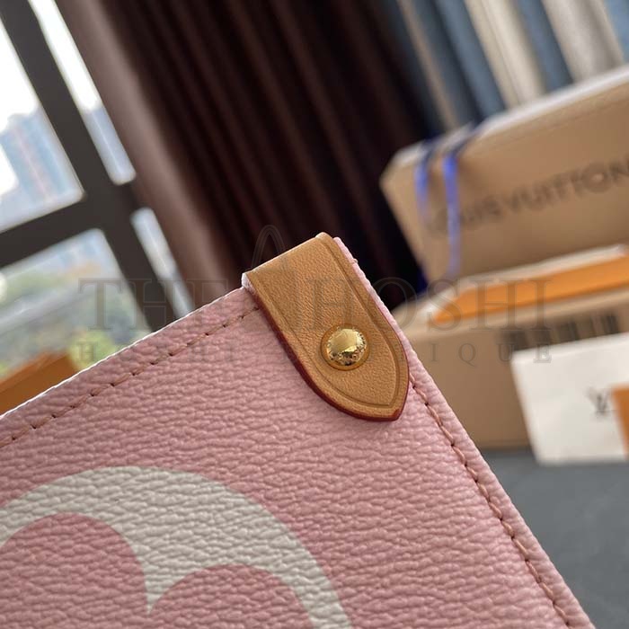 L0vis Vvtt0n LV Women OnTheGo GM Tote Bag Pink Monogram Giant Coated Canvas Raffia Master Quality
