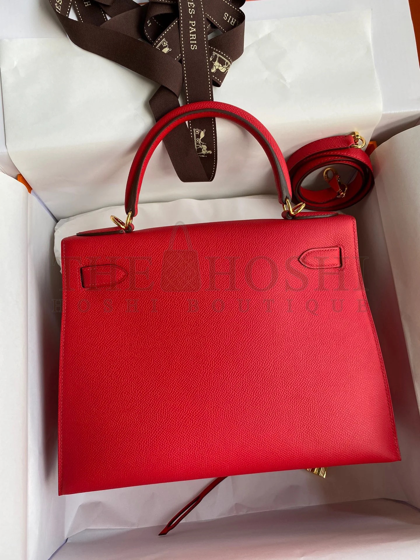 H**me5 Kelly Sellier 28 Handmade Bag In Red Epsom Calfskin Master Quality