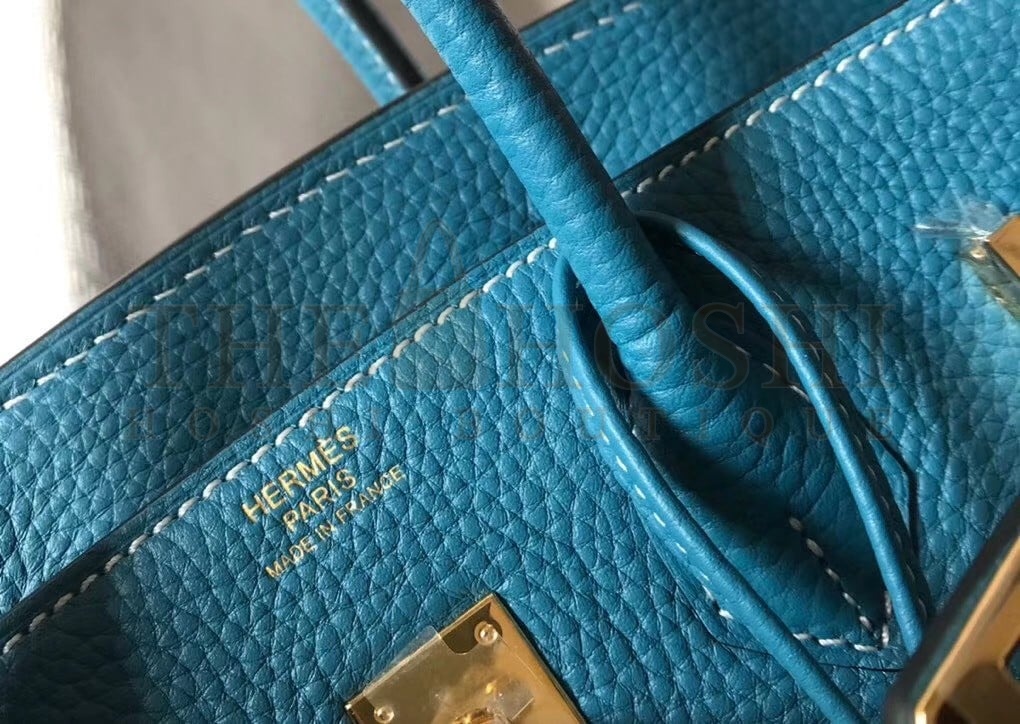 H**me5 Birkin 25 Bag In Blue Jean Clemence Leather with GHW Master Quality