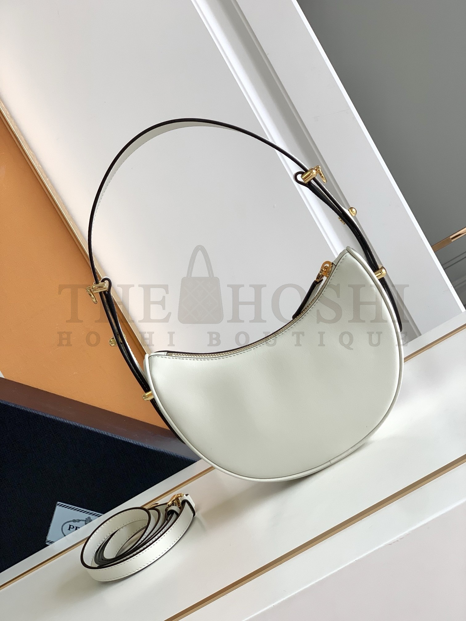 Pra*a Arque Mini Shoulder Bag in White Leather Master Quality