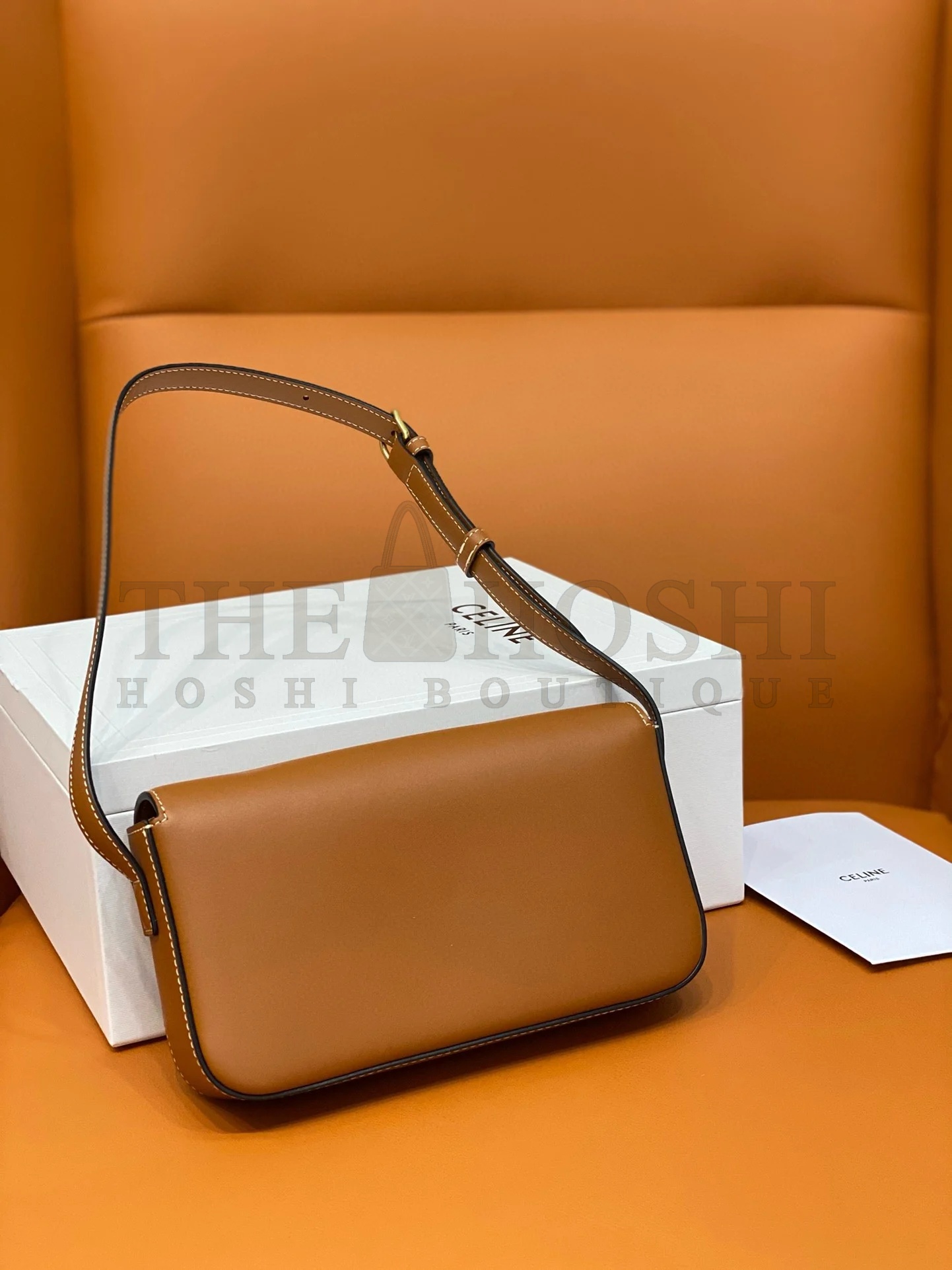 Ce1i*e Claude Shoulder Bag in Brown Calfskin Master Quality