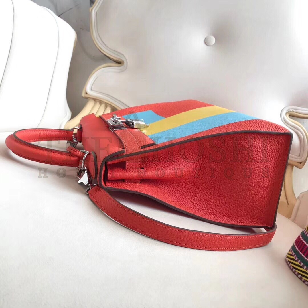 H**me5 Multicolor Blocks Kelly 28cm Piment Bag Master Quality