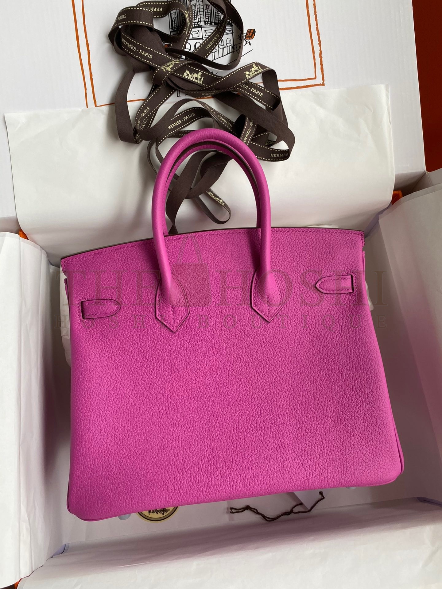 H**me5 Birkin 25 Retourne Handmade Bag In Magnolia Clemence Leather Master Quality