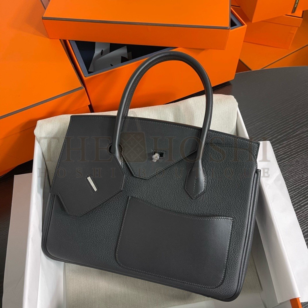 H**me5 Birkin 30 en Desordre Bag in Black Swift and Clemence Leather Master Quality