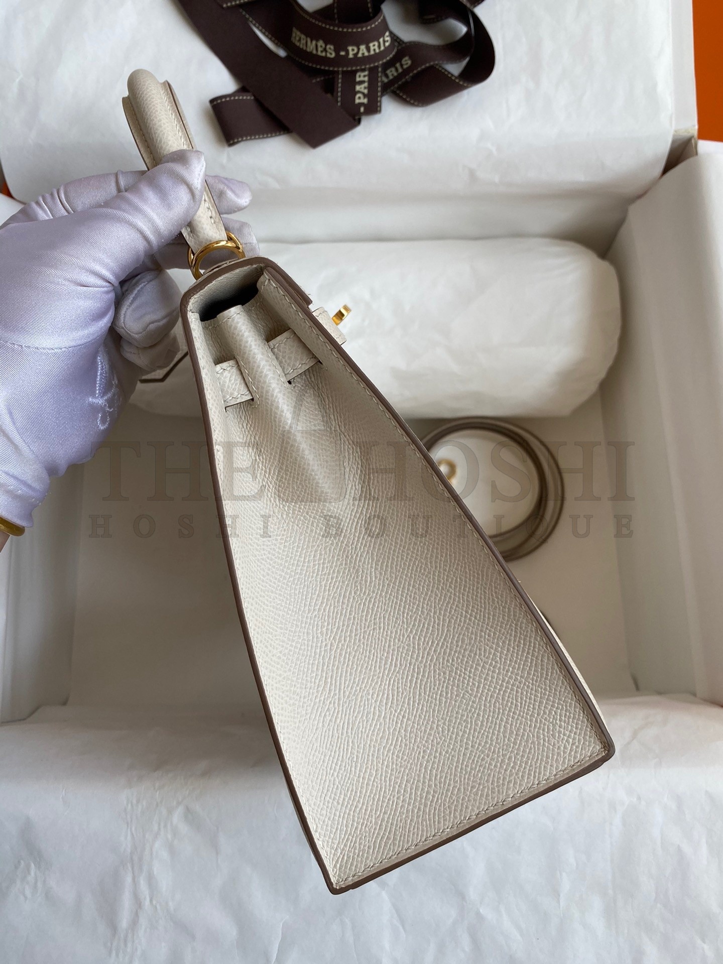 H**me5 Epsom Kelly 25cm Sellier Handmade White Bag Master Quality