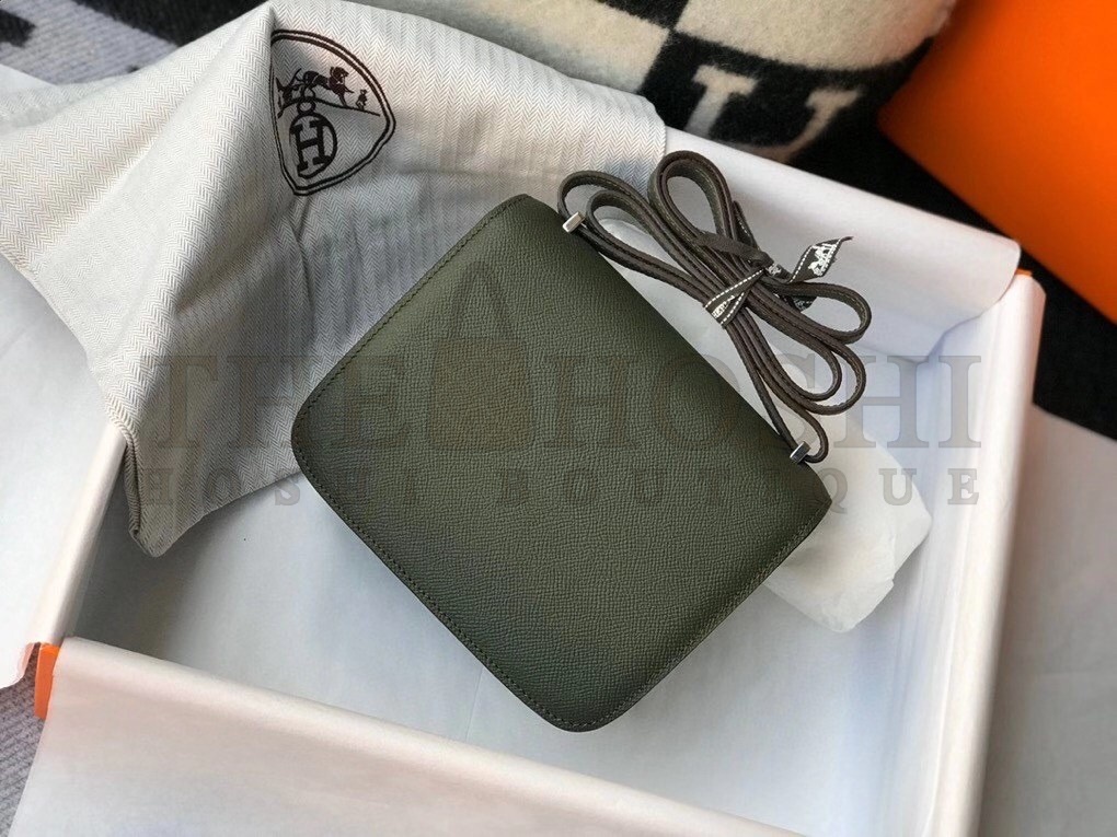 H**me5 Mini Constance 18cm Epsom Vert Olive Bag Master Quality