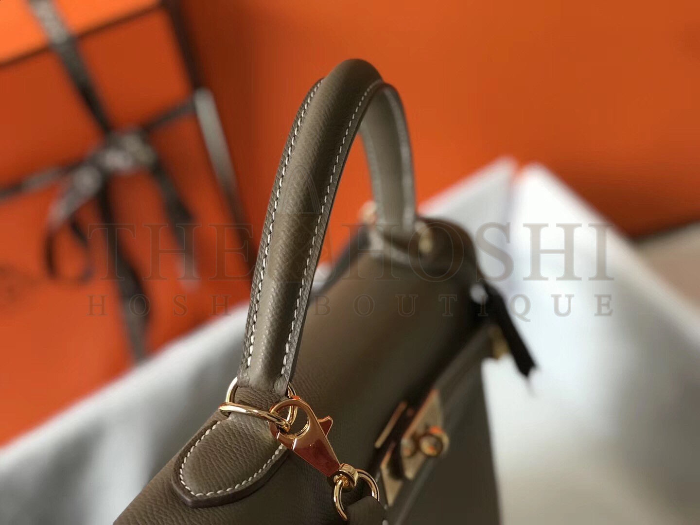 H**me5 Taupe Epsom Kelly 32cm Sellier Bag Master Quality