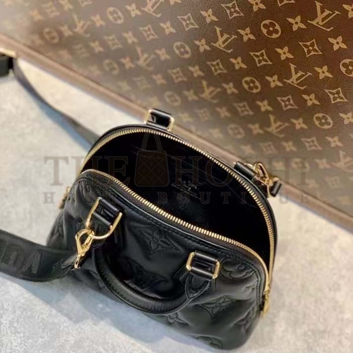 L0vis Vvtt0n LV Women Alma BB Handbag Black Quilted Embroidered Smooth Calf Leather Master Quality