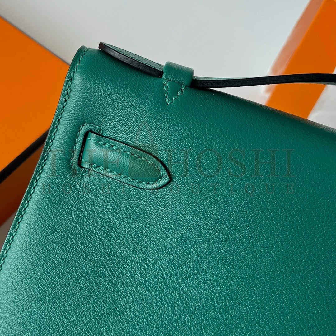 H**me5 Kelly Pochette Handmade Bag In Malachite Swift Calfskin Master Quality