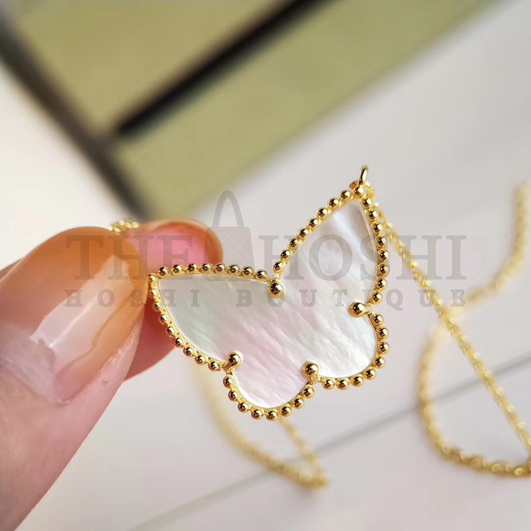 V*n Cl**f & Arpels butterfly necklace in white mother-of-pearl Master Quality