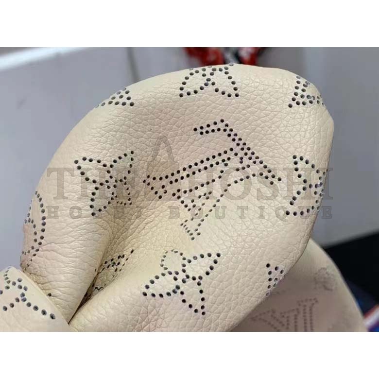 L0vis Vvtt0n LV Women Why Knot PM Handbag Cream Beige Perforated Mahina Calf Leather Master Quality