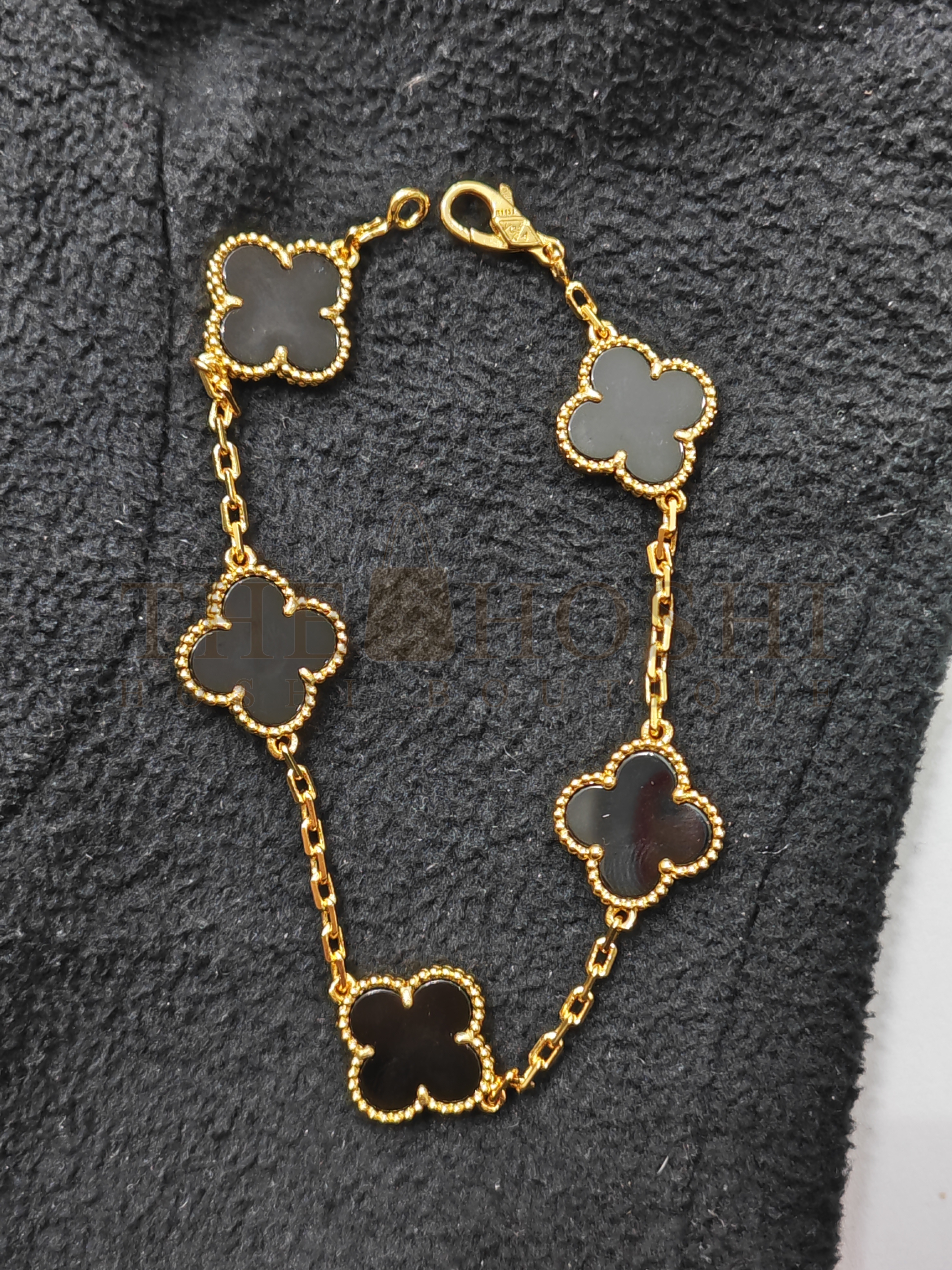 V*n Cl**f Bracelet, Gold Clover Bracelet, Vintage Alhambra bracelet, 5 motifs, Black Onys Master Quality