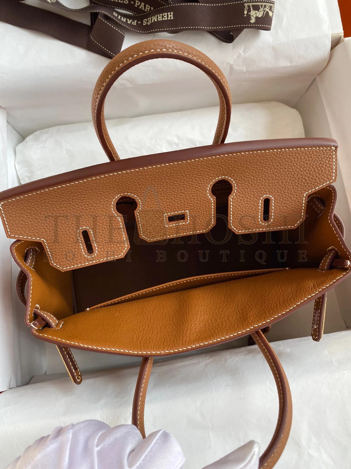 H**me5 Birkin 25 Retourne Handmade Bag In Gold Clemence Leather Master Quality