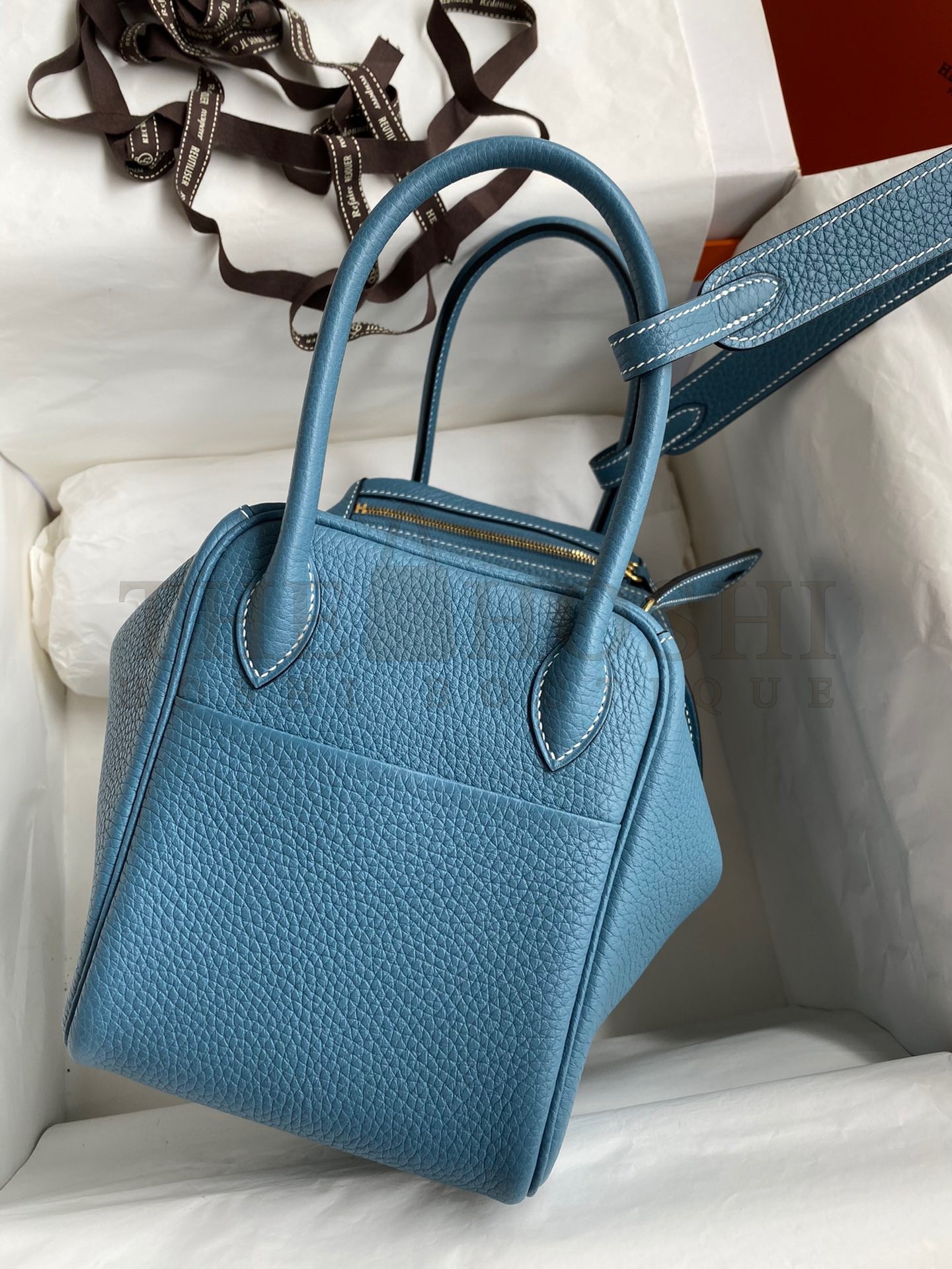 H**me5 Lindy 26 Handmade Bag In Blue Jean Clemence Leather Master Quality