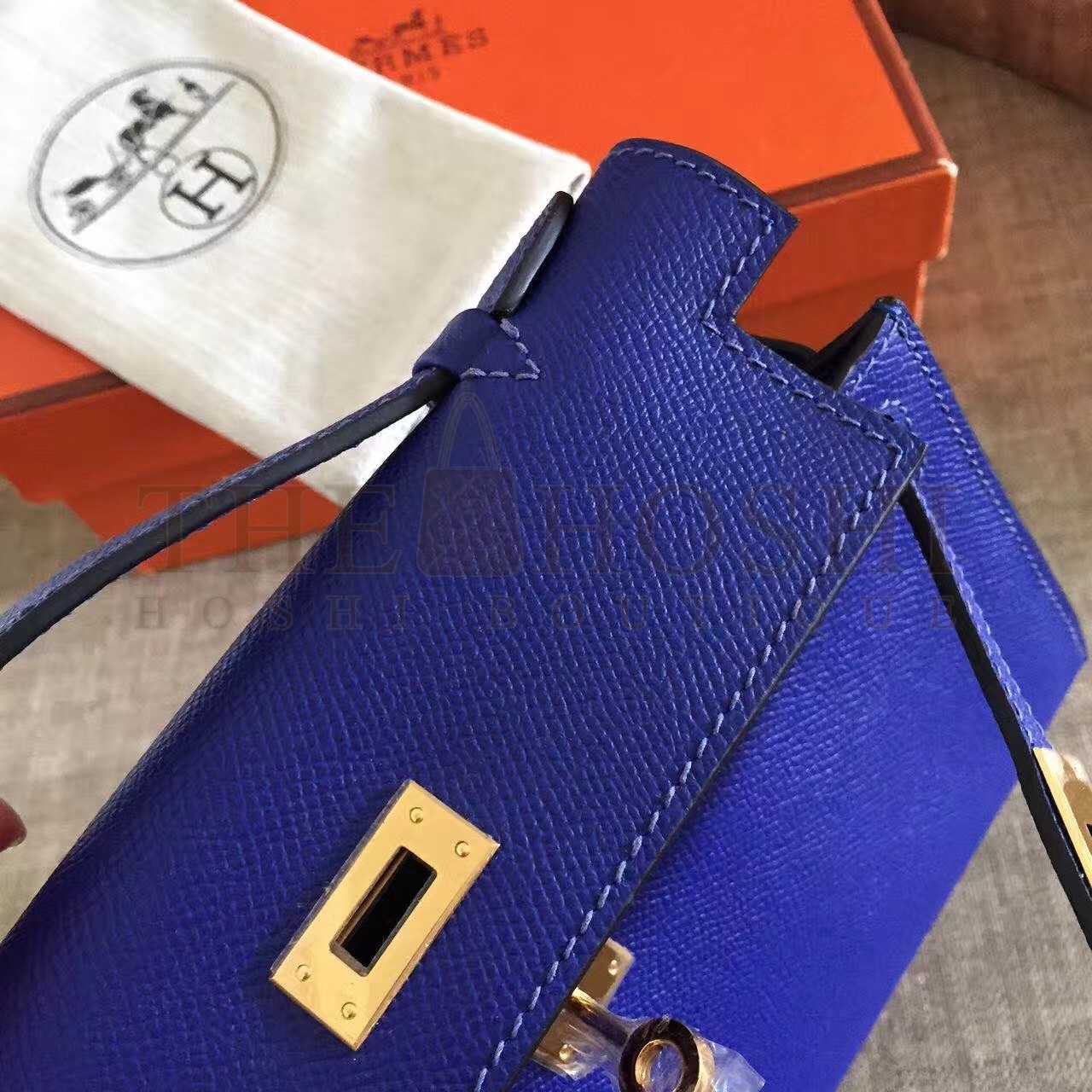 H**me5 Blue Electric Kelly Pochette Epsom Handmade Bag Master Quality