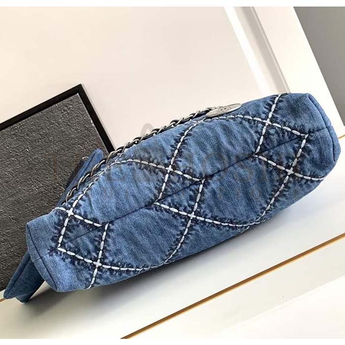 Ch**el Women CC 22 Handbag Stitched Denim Silver Metal Blue 20cm and 36cm Master Quality