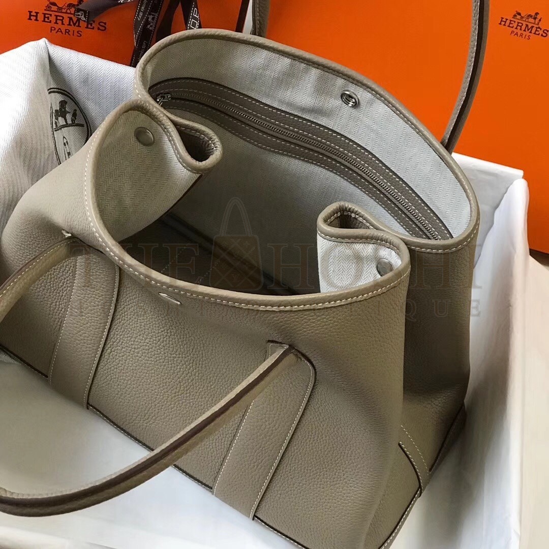 H**me5 Garden Party 36 Bag In Grey Clemence Leather Master Quality