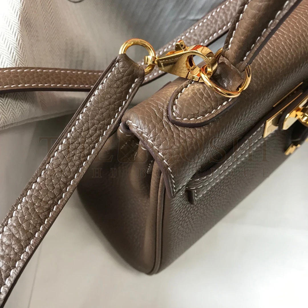 H**me5 Kelly 20cm Bag In Taupe Clemence Leather GHW Master Quality