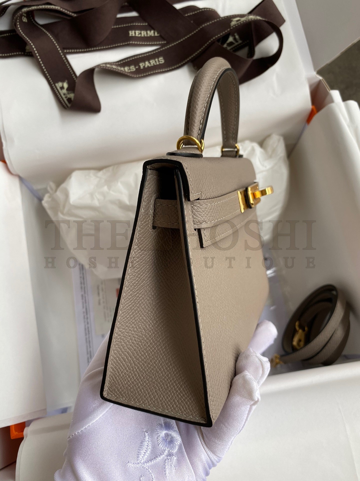 H**me5 Kelly Mini II Sellier Handmade Bag In Gris Asphalt Epsom Calfskin Master Quality