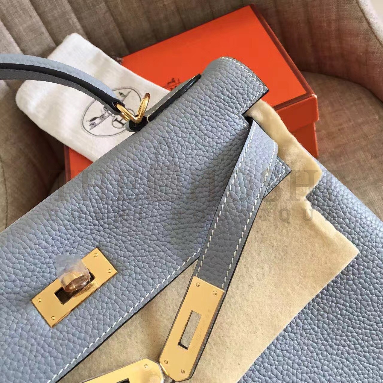 H**me5 Blue Lin Clemence Kelly Retourne 32cm Handmade Bag Master Quality