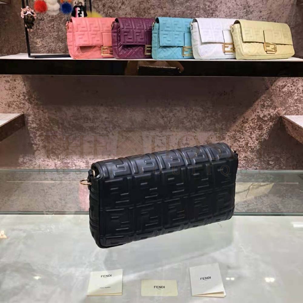 F**di Women Iconic Large Baguette Leather Bag-Black Master Quality